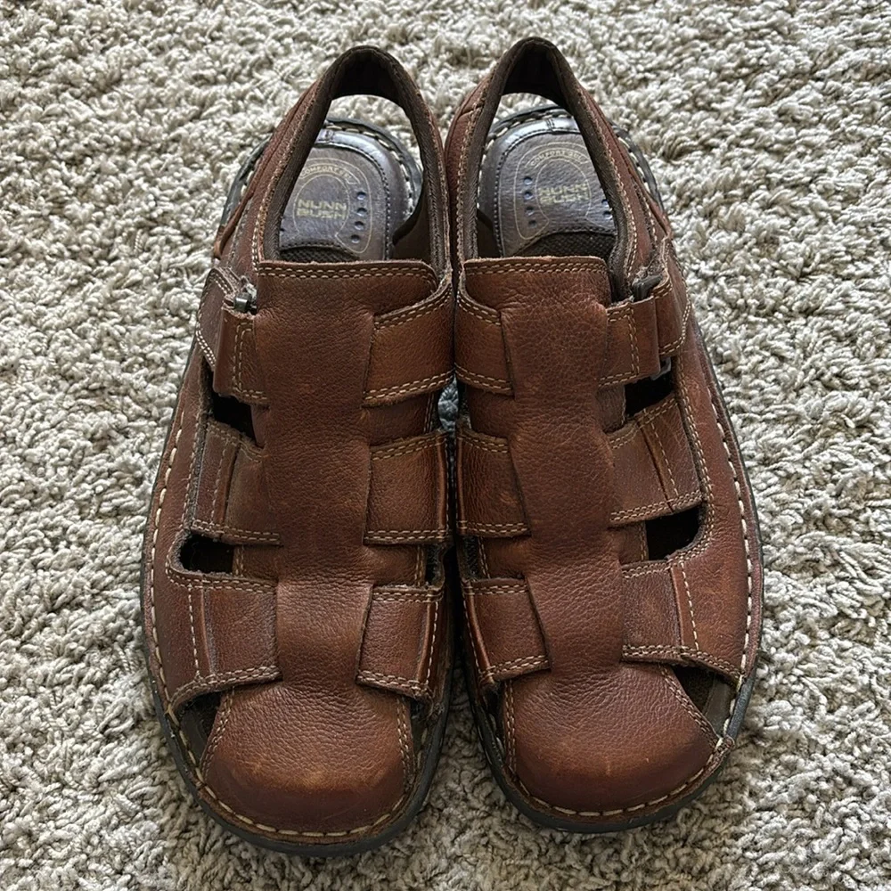 Nunn Bush Closed Toe Brown Leather Fisherman Sandals